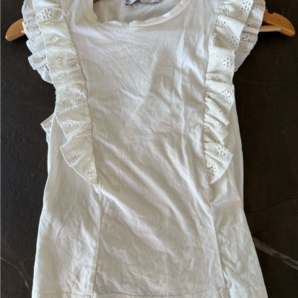 White Ruffled Sleeveless Top Mango - Picture 3 of 6